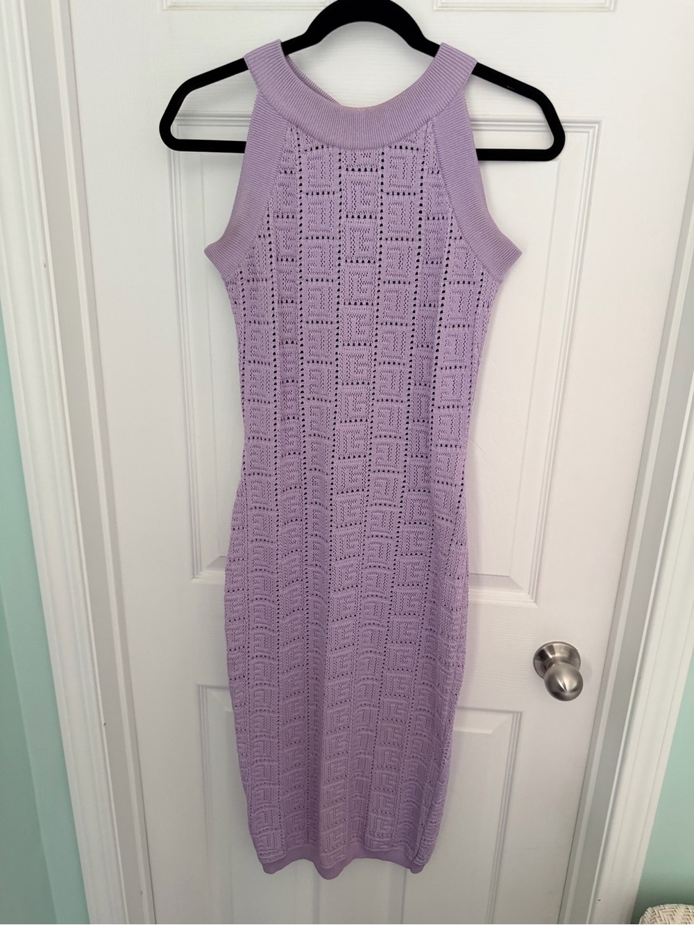 Balmain Lavender Sleeveless Knit Midi Dress
